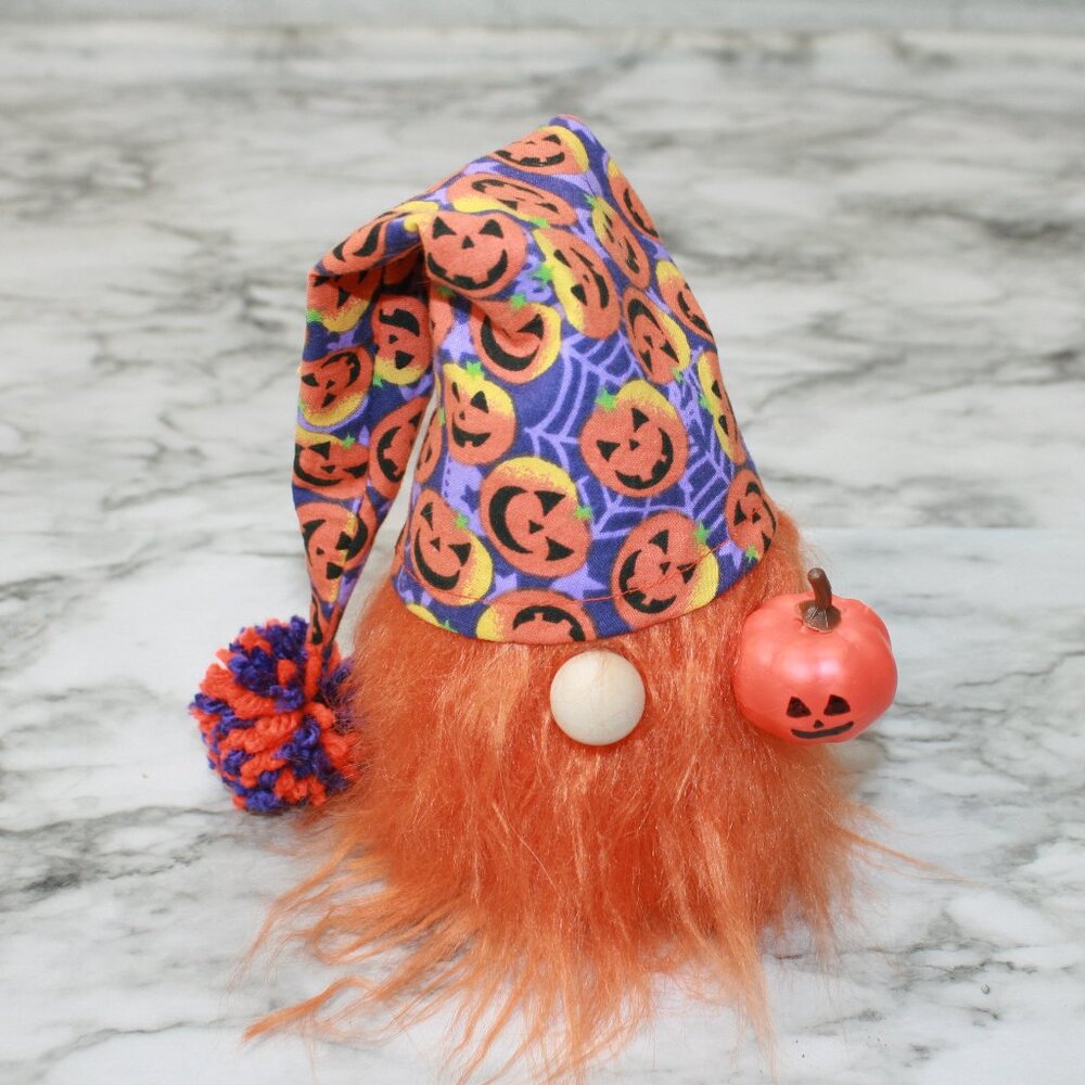 HAND CRAFTED Gnome Jack O Lantern Air Freshener Cover Halloween Decor Orange
